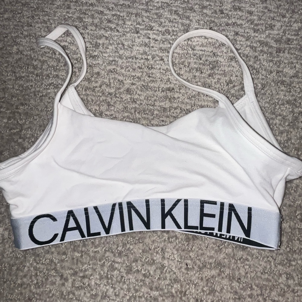 Calvin Klein White Bralette with Logo Band XS